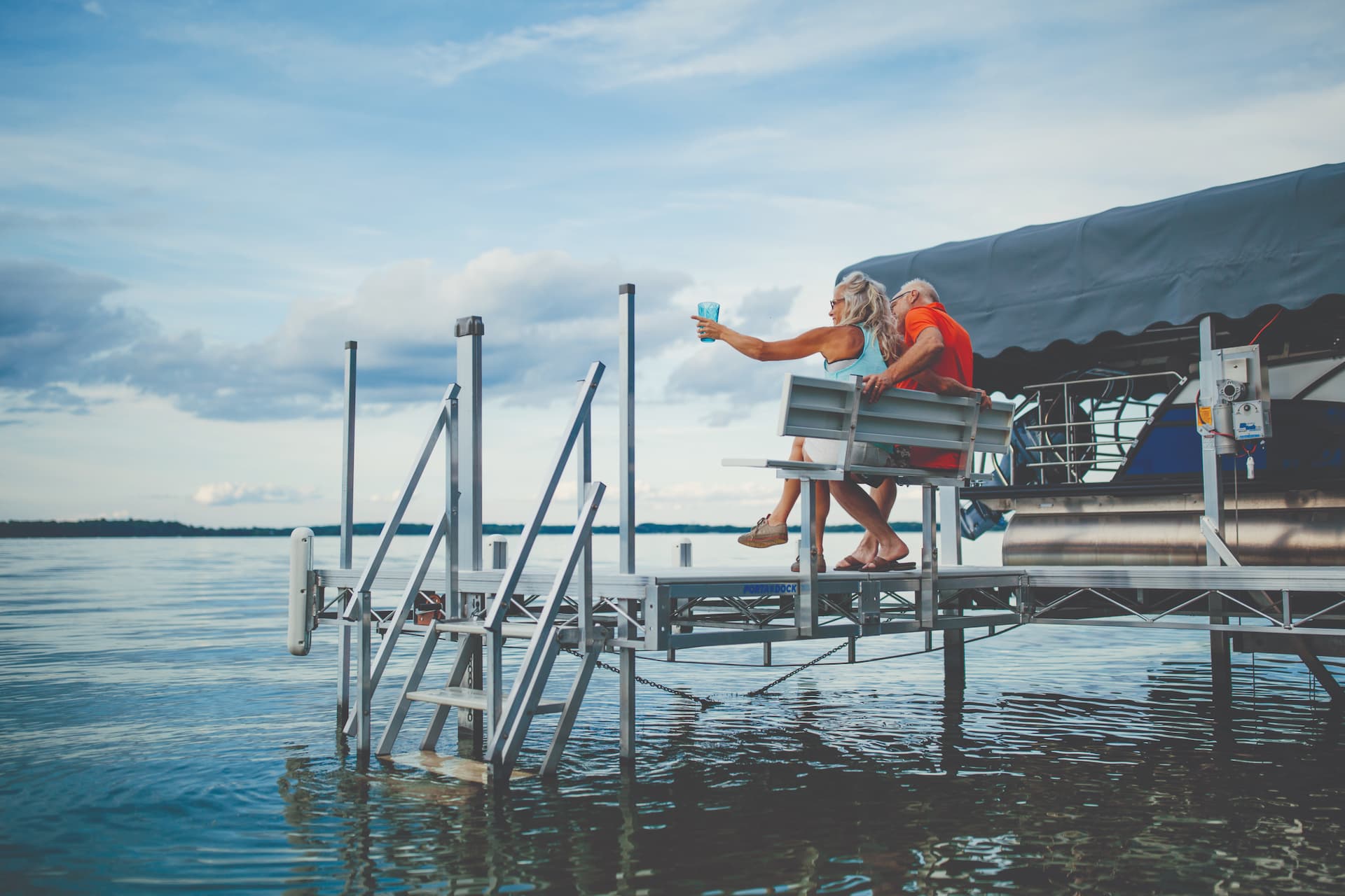 Couple Relaxing on a Porta-Dock