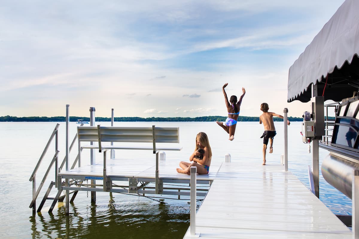Porta-Dock dock on calm water